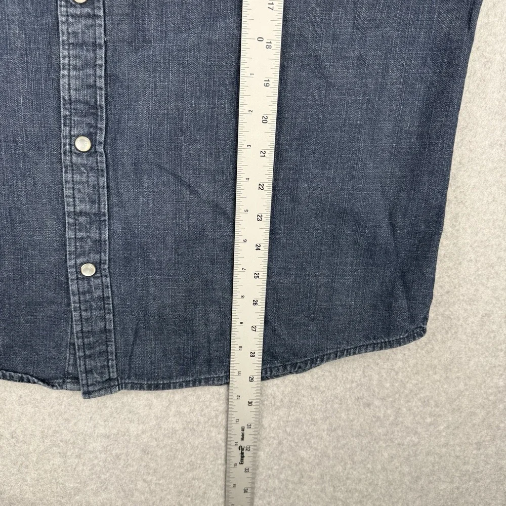 Levis Shirt Mens XL Blue Denim Pearl‎ Snap Long Sleeve Western Rodeo Pockets